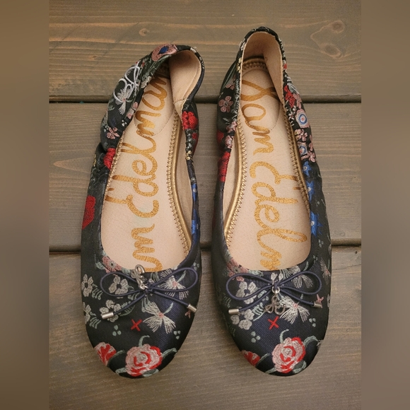 Sam Edelman Shoes - Sam Edelman Black Floral Ballet Flats